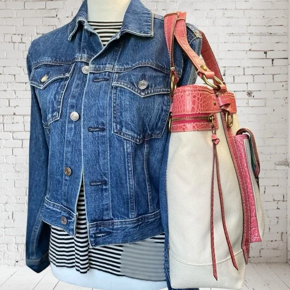 Coach RARE Exotic Legacy Pink Croc Embossed Trim Tote Y2K - Picture 6 of 17